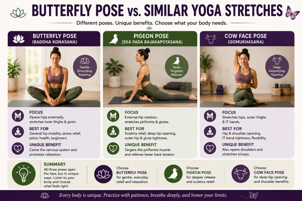 Butterfly Pose vs. Similar Yoga Stretches: A Comparative Analysis